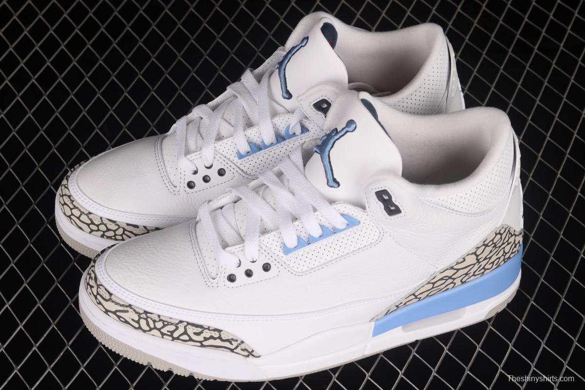 Air Jordan 3 UNC AJ3 Joe 3 North Carolina blue white burst blue crack in the basketball shoes CT8532-104