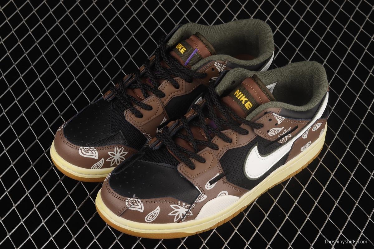 NIKE DUNK Scrap stitching and stitching low upper skateboard shoes dark brown DB0500-200