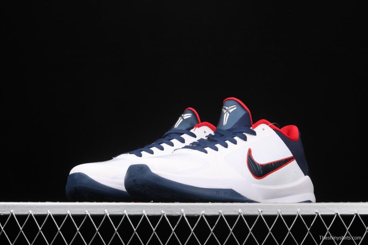 NIKE Zoom Kobe V Protro White, Blue and Red Kobe Bryant 5 2020 reproduce low-end sports basketball shoes 386429-105