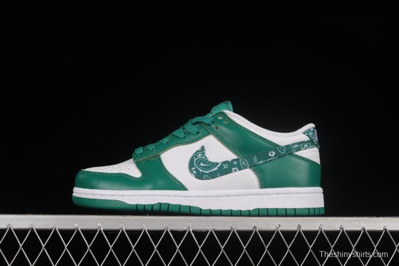 NIKE DUNK Low Green Paisley Cashew Flower White Green SB Buckle Shredded Backboard Fashion Casual Sneakers DH4401-102