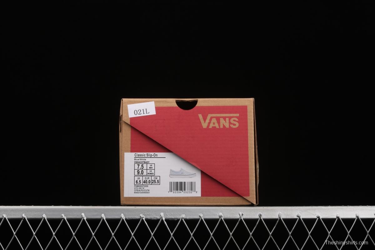 Vans Cassic Slip-0n purplish blue checkerboard Loafers Shoes leisure sports board shoes VN0A33TB42Y