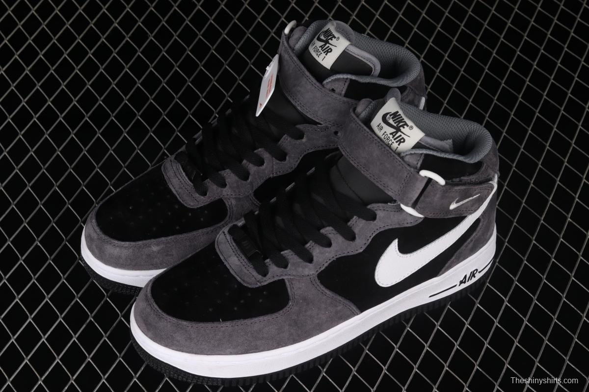 NIKE Air Force 1' 07 Mid dark black and gray suede medium top casual board shoes QT3369-996