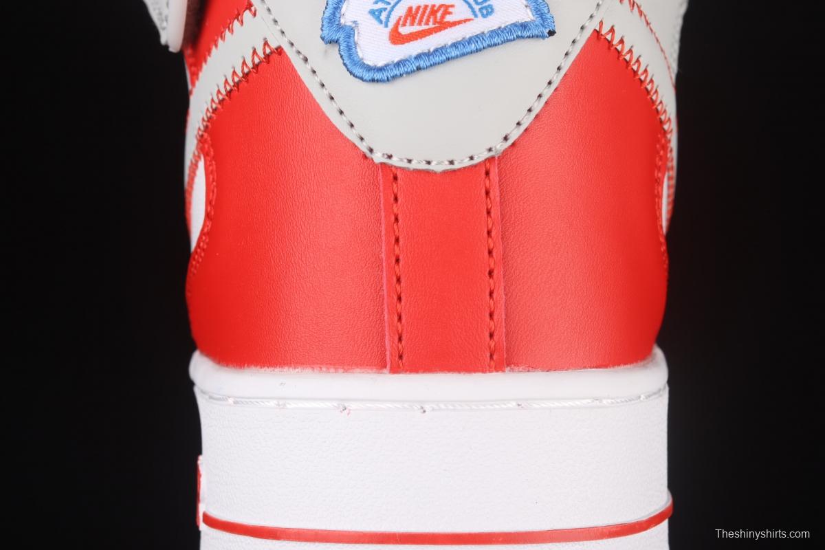 NIKE Air Force 1 Mid Athletic Club white and red medium top casual board shoes DH7451-100