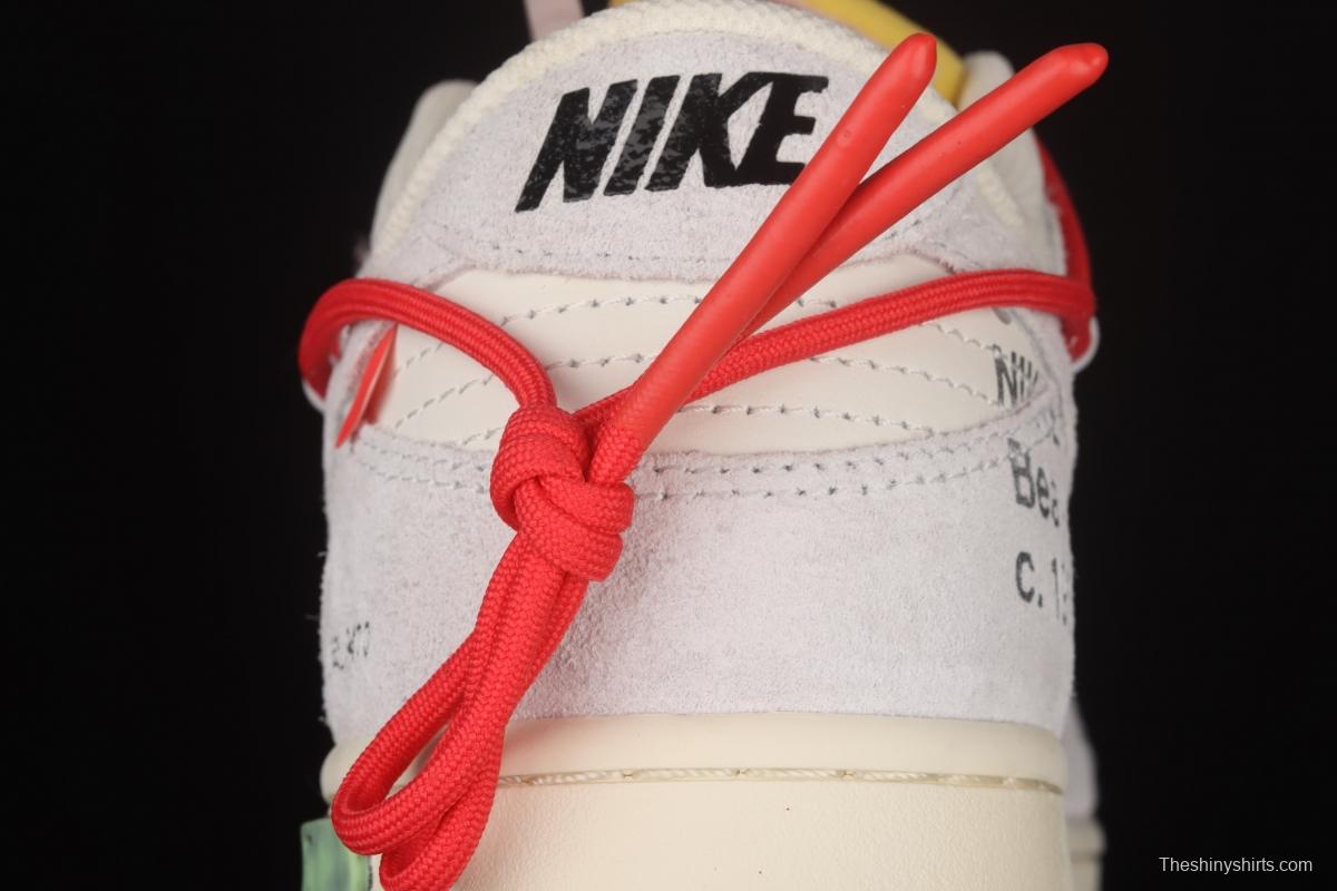 OFF-White x NIKE DUNK Low 12 of 50 OW suede SB buckle rebound fashion casual board shoes DJ0950-118