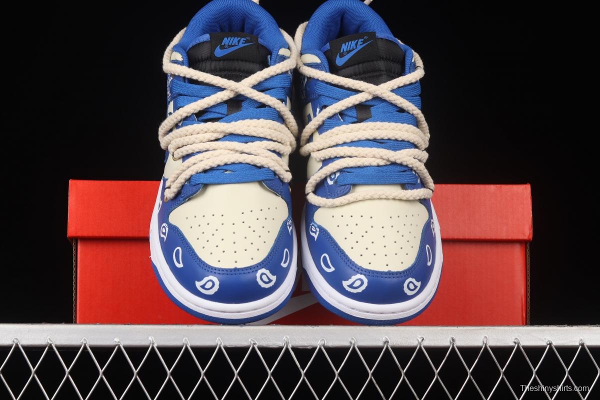 NIKE DUNK Low Retro beige lightning blue retro cashew flower deconstruction shoelace SB buckle shredded backboard fashion leisure board shoes DD1391-001