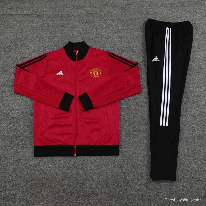 23/24 Manchester United Red Full Zipper Jacket+Pants
