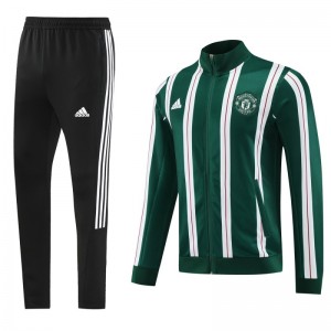 23/24 Manchester United Green White Stripe Full Zipper Jacket+Pants