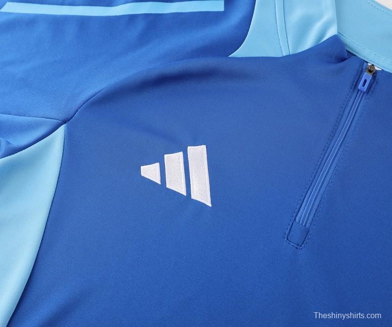 2024 Adidas Blue Half Zipper Jacket +Long Pants