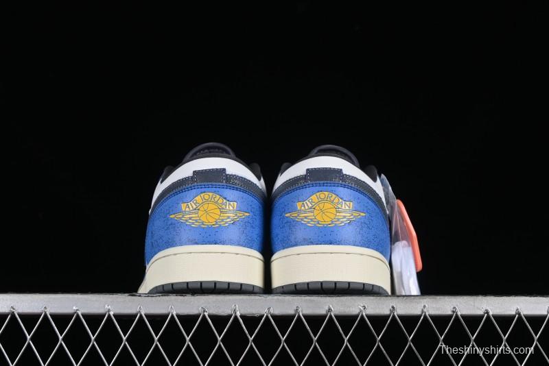 Nike Air Jordan 1 Low Flight Vintage Retro Sneakers in White and Blue - FV8439-104