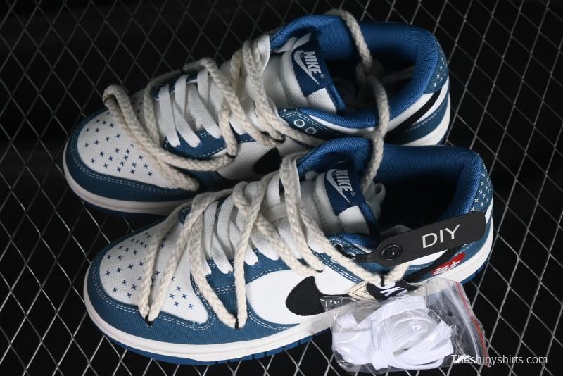 Nike Dunk Low Retro High Street Style Sashiko Stitch Hemp Rope Deconstructed SB Lace-Up Low-Top Casual Sneakers - DV0834-101