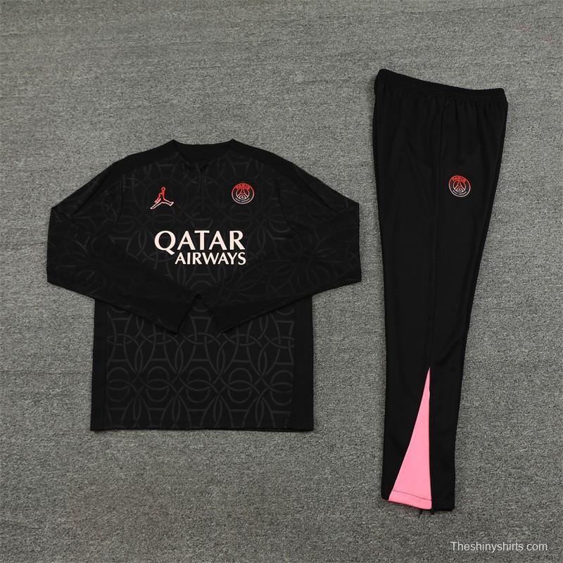 24/25 PSG Jordan Black Steel Seal Half Zipper Jacket+Long Pants