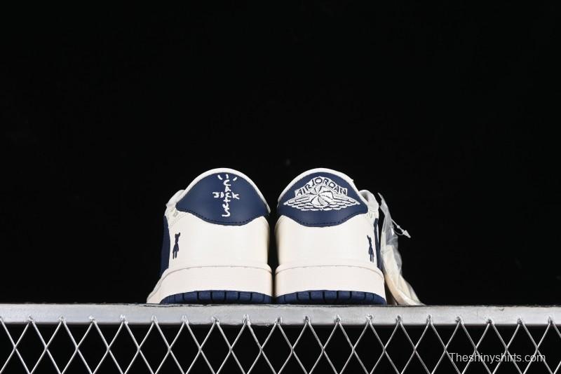 Nike Travis Scott x Fragment Design x Air Jordan 1 Low OG SP AJ1 LV Collaboration Light Blue Violent Bear Low-top Casual Sneakers - SJ2068-100
