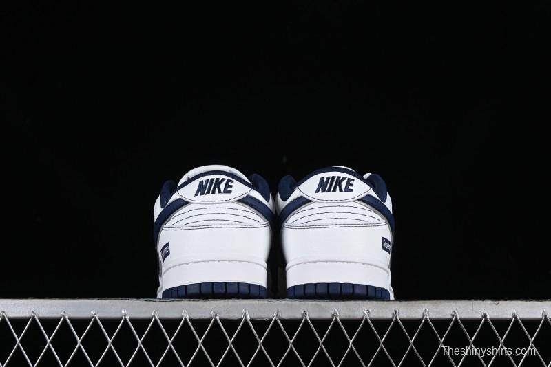 Nike Supreme x SB Dunk Low Collaboration - Navy Blue Anniversary High-End Custom Low-Top Casual Skate Shoes - DY1503-005