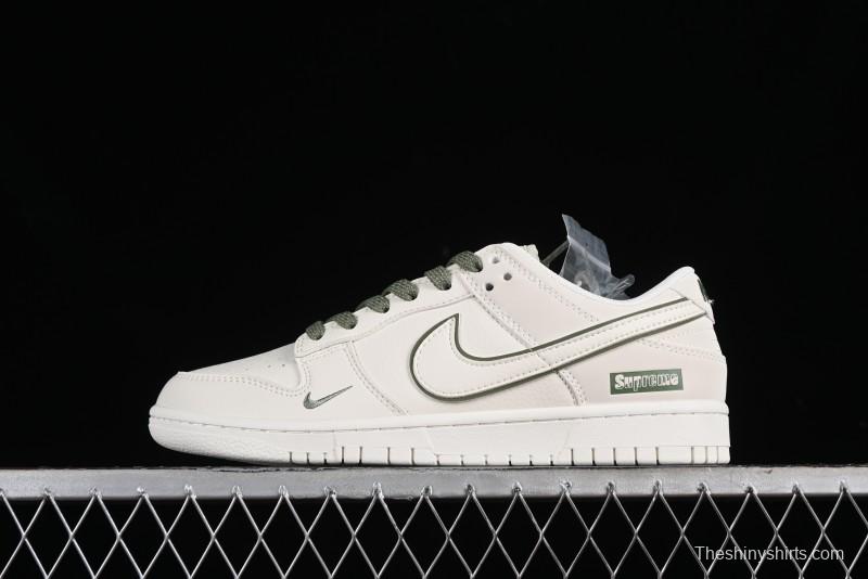 Nike SB Dunk Low Supreme Collaboration - Off-White Green Check Anniversary Customized Low-Top Casual Skate Shoes - DQ1098-391