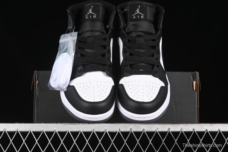 Nike Air Jordan 1 Mid AJ1 White Black Grey Mid-Top Casual Sneakers - DQ8426-001