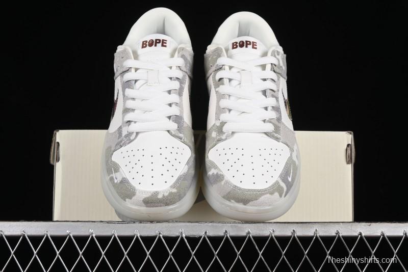 Nike SB Dunk Low Bape Collaboration - Crystal Camouflage Anniversary Custom Low-Top Casual Skate Shoes - JH8040-941
