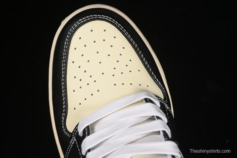 Nike Air Jordan 1 Low "Coconut Milk Black" Casual Basketball Shoes with Team Gold Accents - HQ3437-101