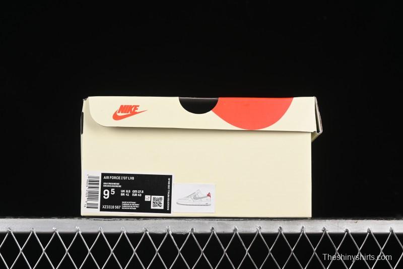 Nike Air Force 1 '07 Low Stussy Collaboration - English Beige Grey Red Low-Top Casual Sneakers - XZ3318-567
