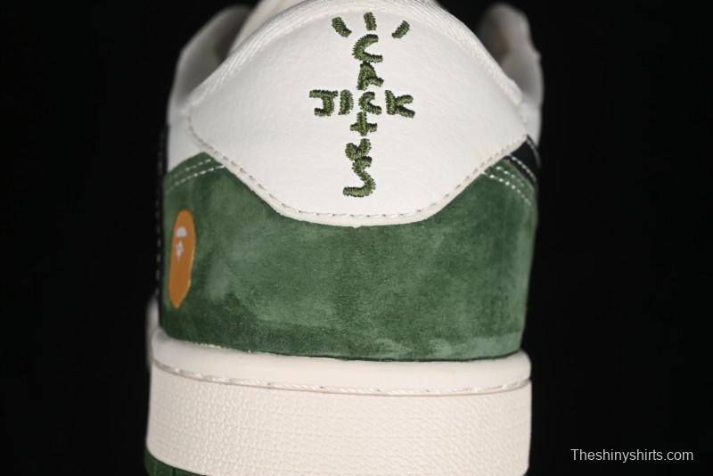 Nike Travis Scott x Fragment Design x Air Jordan 1 Low OG SP AJ1 Bape Collaboration - Jungle Green Low Top Casual Sneakers - XY2688-107