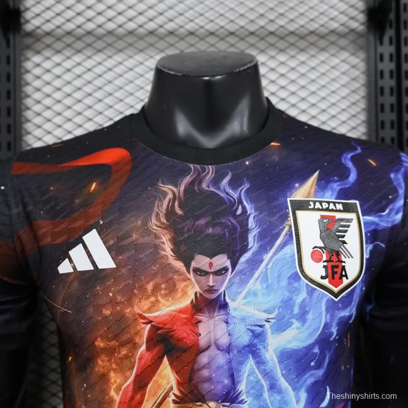 Player Version 2025 Japan NA ZHA Black with Fire & Ice Warrior Jersey