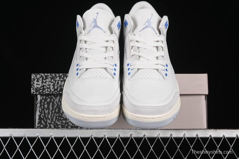 Nike Air Jordan 3 Retro "Lucky Shorts" Basketball Shoes with University Blue and White Colorway - CT8532-101