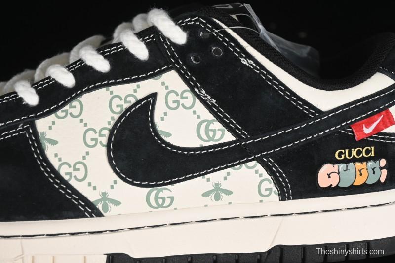 Nike SB Dunk Low Gucci Collaboration - Small Bee Series Black Hook Anniversary High-End Custom Low-Top Casual Sneakers - MM1089-030
