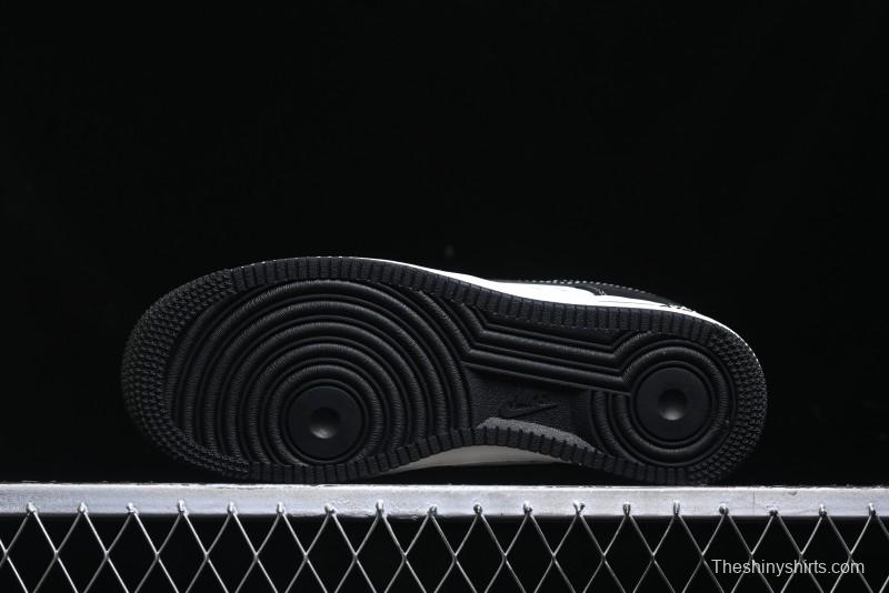 Nike Air Force 1 '07 Low Stussy Collaboration - Black White Mini Swoosh Low-Top Casual Sneakers - SJ6698-010