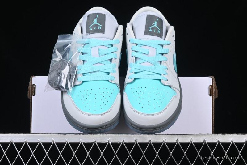 Nike Air Jordan 1 Low AJ1 Patent Leather Grey Green Casual Sneakers - HQ3599-025