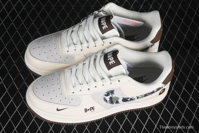 Nike Air Force 1 '07 Low Bape Camouflage Swoosh Beige Casual Sneakers - DF0188-030