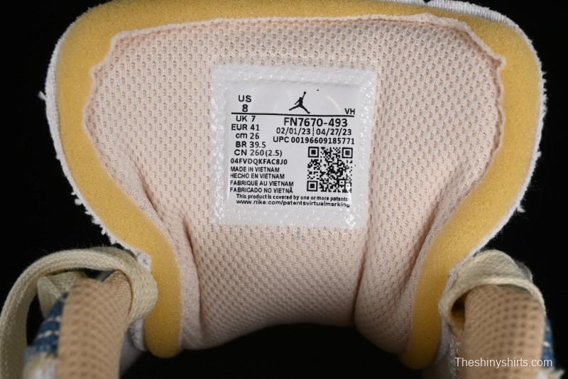 Nike Air Jordan 1 Low SE "WRMK" AJ1 Sashiko Stitch Low-Top Casual Sneakers - FN7670-493