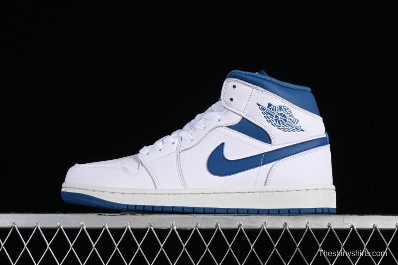 Nike Air Jordan 1 Mid Industrial Blue Basketball Shoes with Air Cushion - FN5215-141