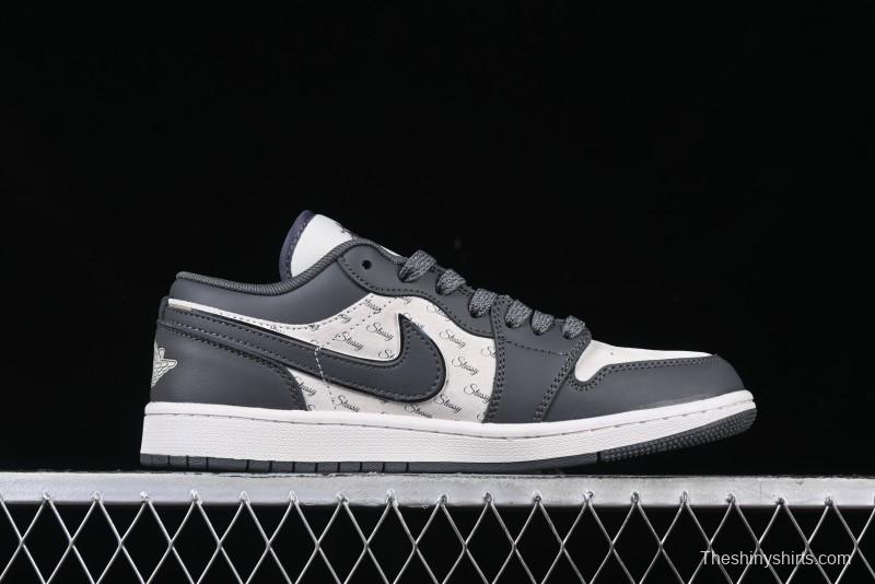 Nike Air Jordan 1 Low Stussy Collaboration - Signal Black Retro Basketball Shoes - XX3318-966