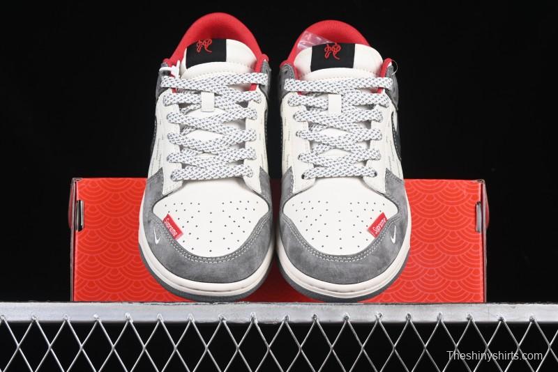 Nike SB Dunk Low Supreme Collaboration Bullet Screen Black Check Anniversary Customized Low-Top Casual Sneakers - FC1688-208