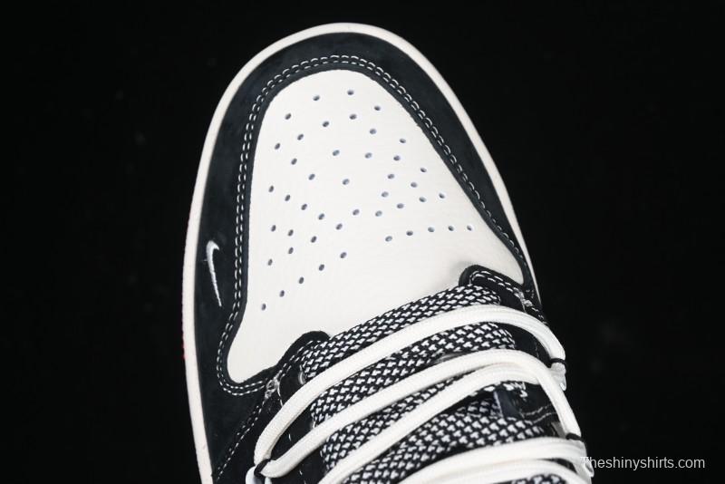 Nike Air Jordan 1 Low Stussy Collaboration - Black Red Custom High-End Retro Basketball Shoes - SJ9950-048