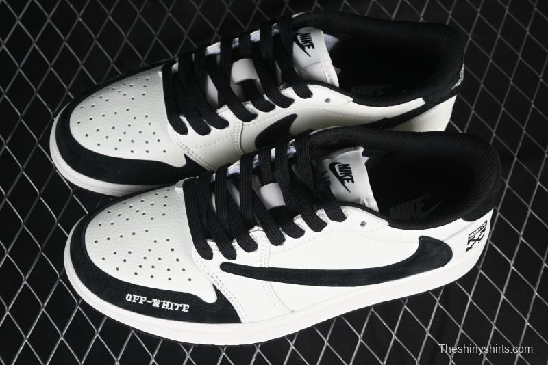 Nike Travis Scott x Fragment Design x Air Jordan 1 Low OG SP AJ1 Off-White Collaboration Casual Sneakers - DM7866-065