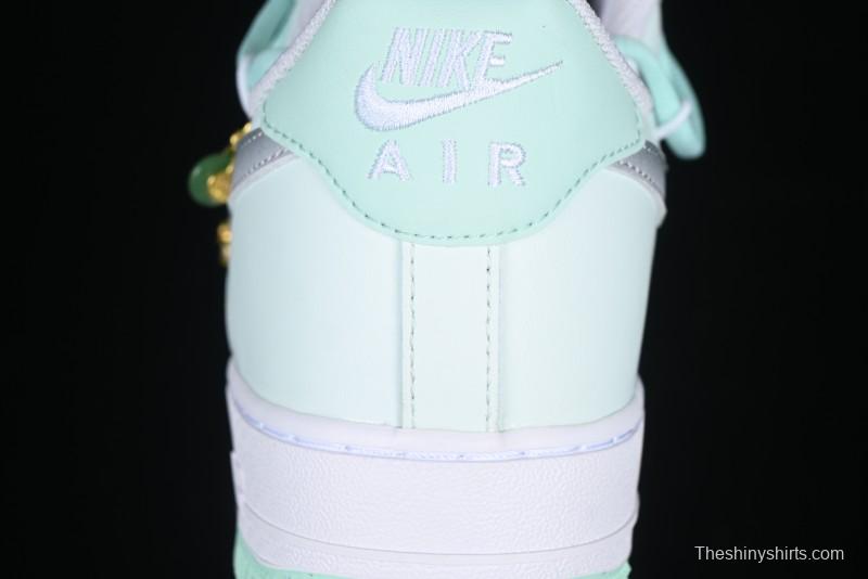 Nike Air Force 1 '07 Low Gold-Inlaid Jade Casual Sneakers with Strap - XV7981-476