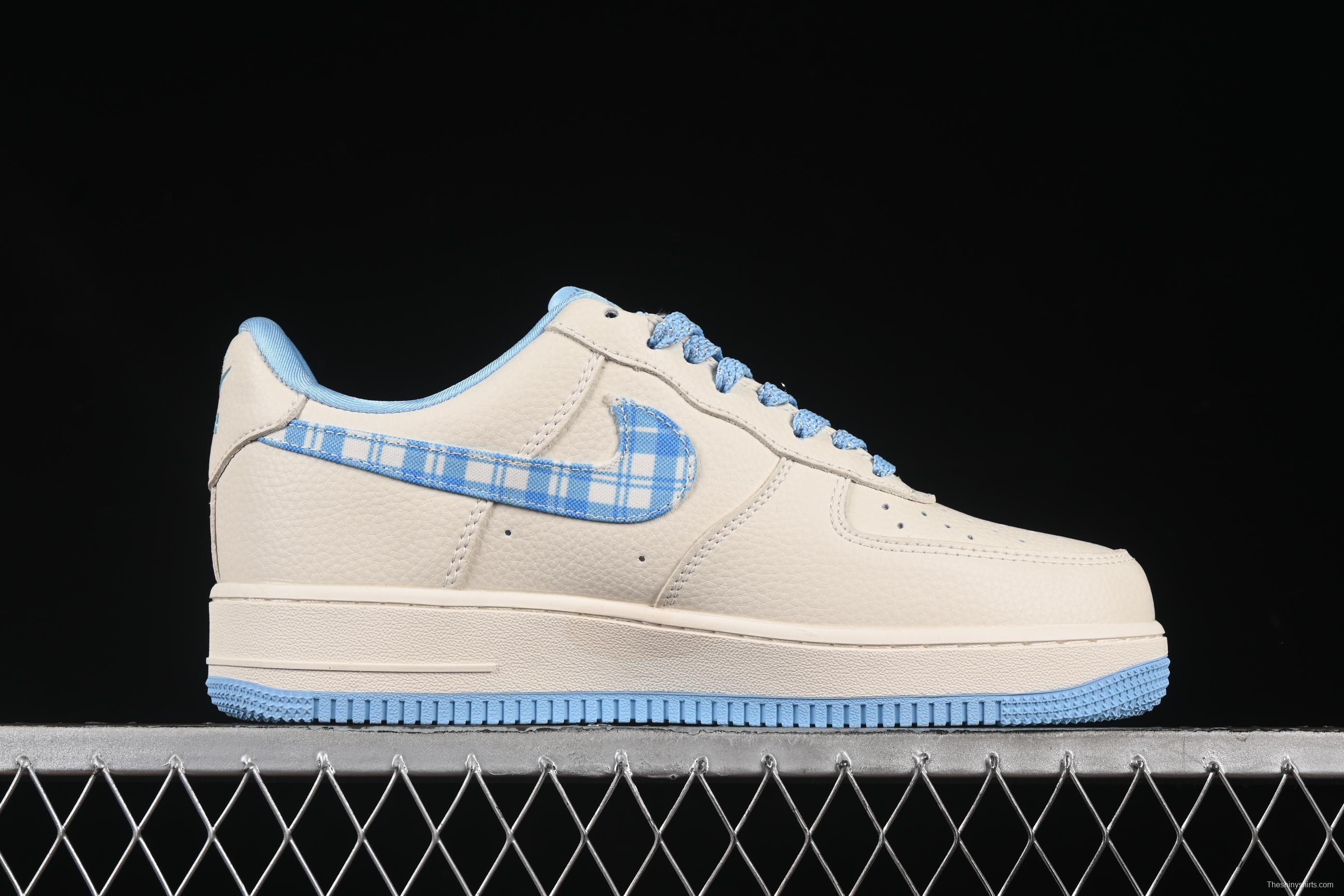 Nike Air Force 1'07 Low Dior Collaboration Beige Blue Checkered Casual Sneakers - KK1988-072