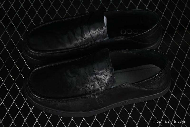 ECCO Soft Moc Summer Genuine Leather Breathable Slip-On Driving Shoes - 63516801001