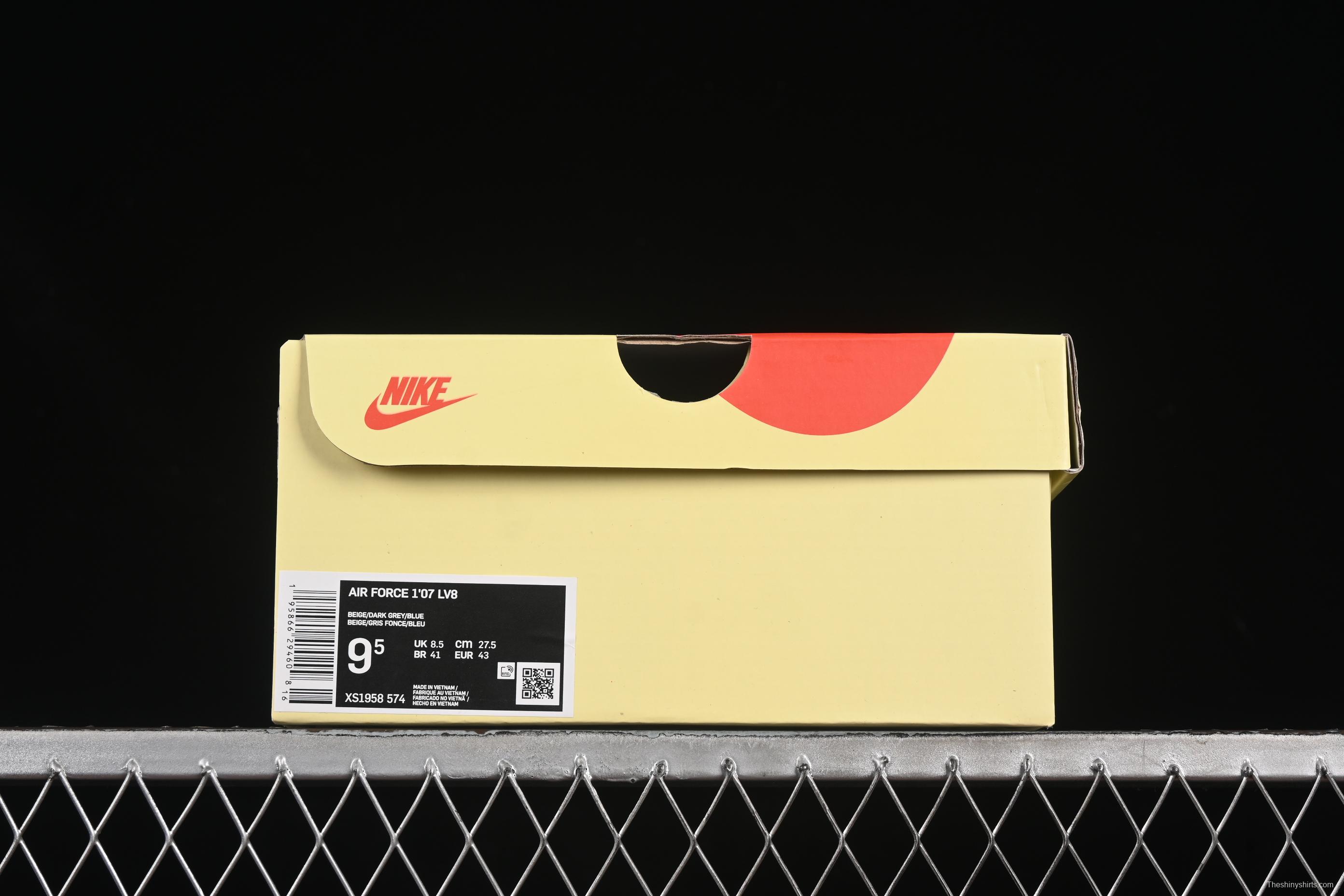 Nike Air Force 1 '07 Low Stussy Collaboration Light Grey Sky Blue Swoosh Casual Sneakers - XS1958-574