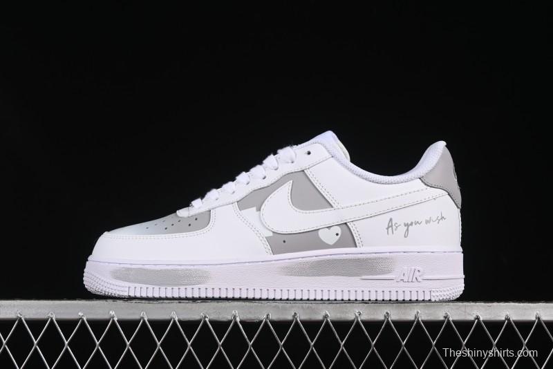 Nike Air Force 1 '07 Low Custom Official Hot Style 2D Theme White Gray Spray Paint Casual Sneakers - CW2288-111