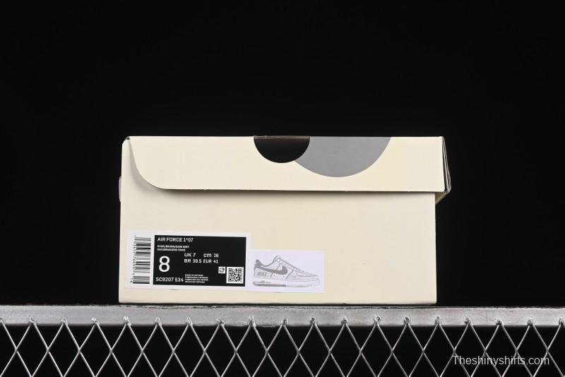 Nike Air Force 1 '07 Low Casual Sneakers in Cream Grey with Full-Length Air Cushion - SC9207-534