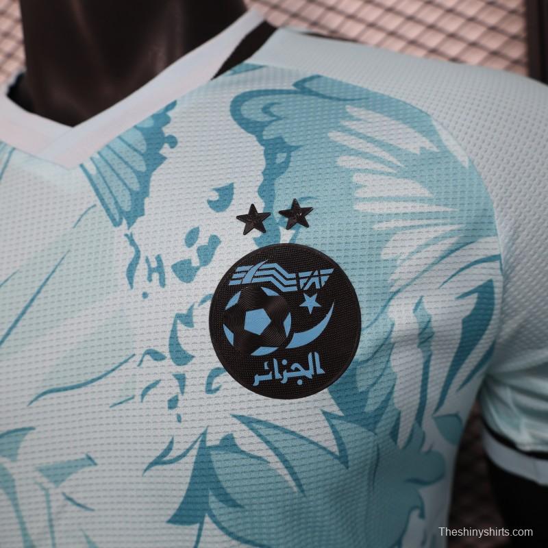 Player Version 2025 Algeria Light Blue with Tropical Leaves Pattern Jersey
