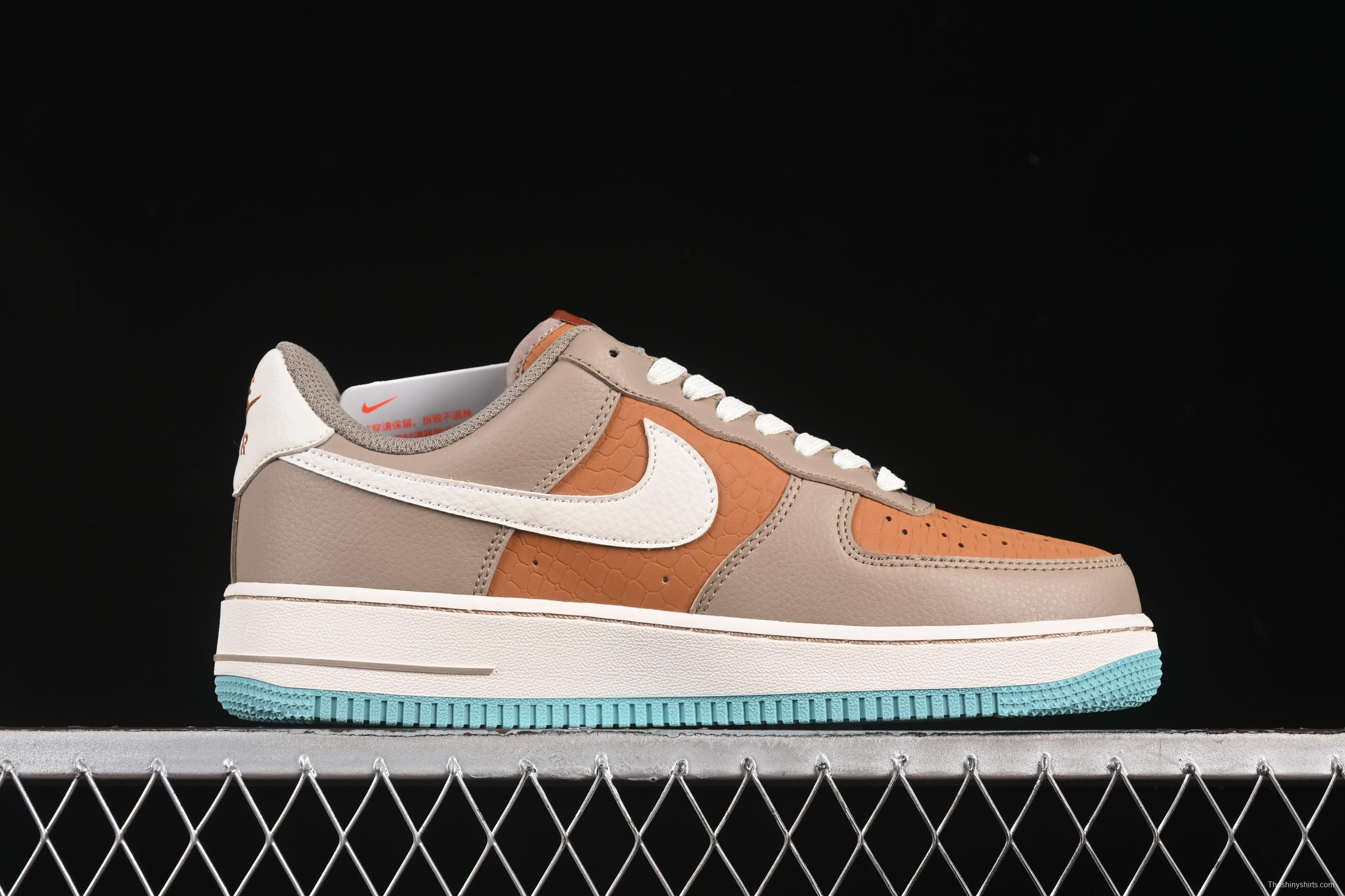 Nike Air Force 1 '07 Low TS Collaboration Grey Brown with Mini Swoosh Casual Sneakers - LW9279-006