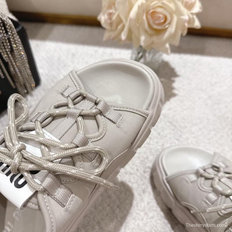 2025 Women Miu Miu White Lycra Sandals LY00280