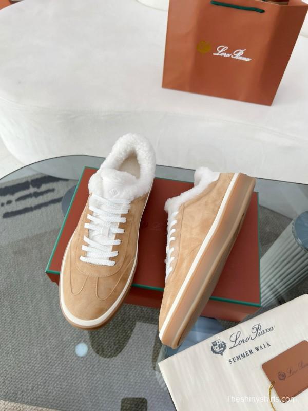 2024 Women LP Kummel Brown Suede Shearling Low-top Sneakers MJ00350