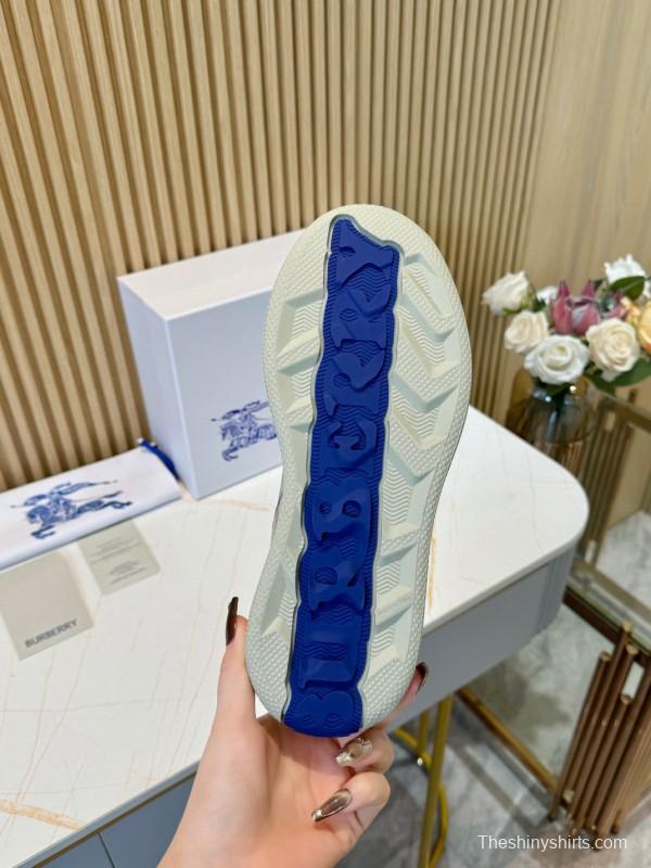 2024 Men Burberry Beige Black Cotton Casual Shoes MJ00320