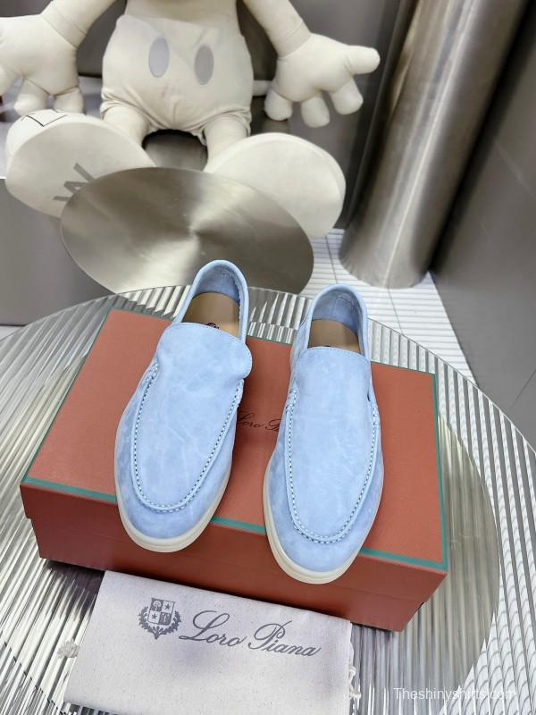 2025 Women LP Light Blue Suede Loafers LY00260