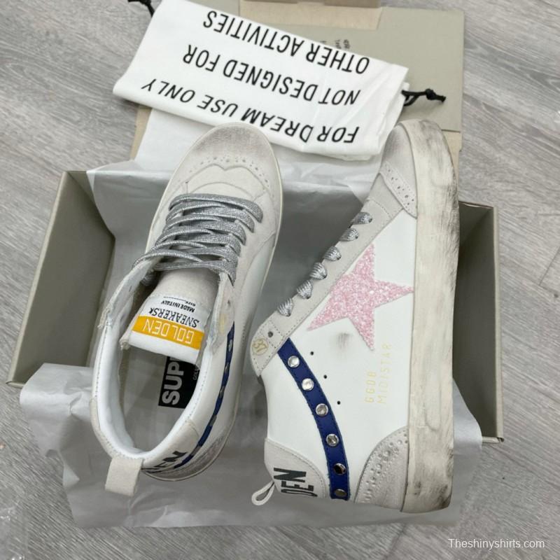 2024 Unisex GGDB White Pink Blue Leather Suede High Top Sneakers MJ00300