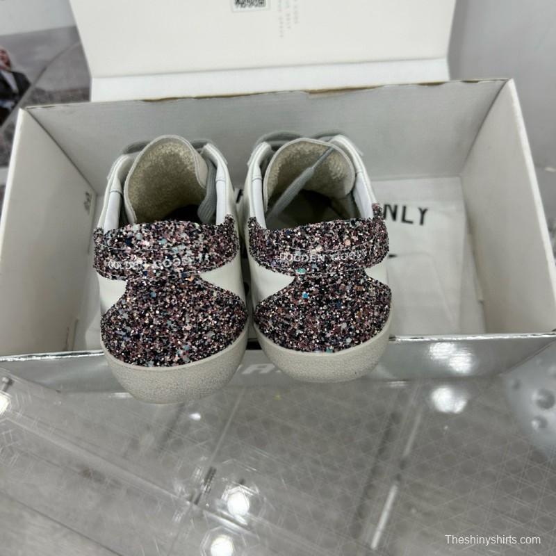2025 Women GGDB White Black Glitter Leather Sneakers