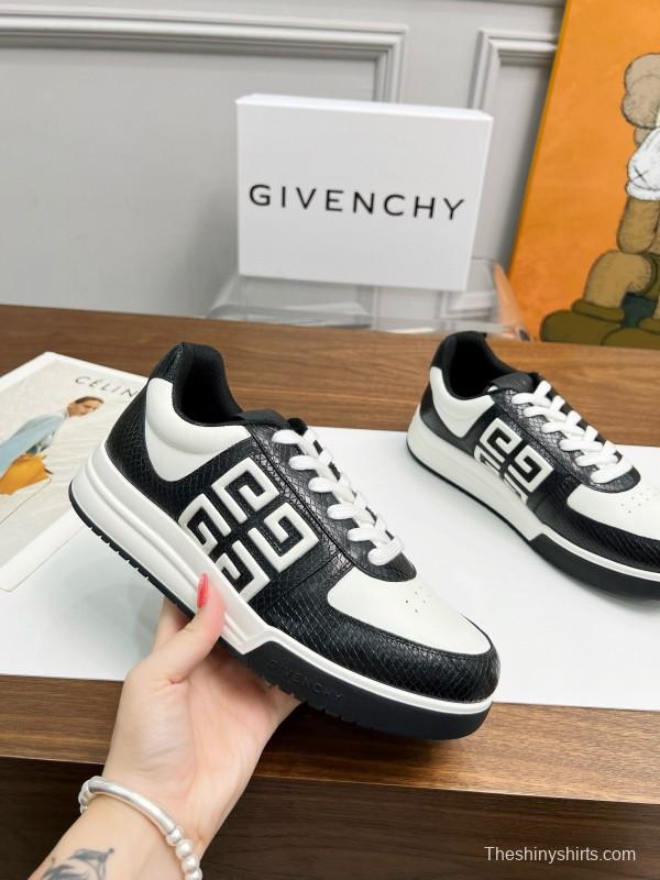 2024 Unisex Givenchy Black White Leather Sneakers